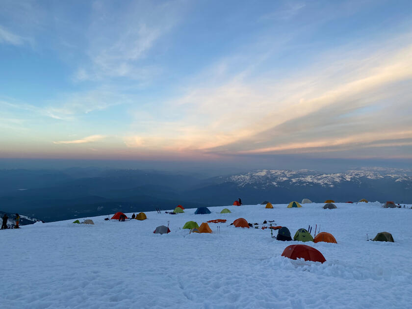 above lake Helen, overnight camp for others, single day summit for us.