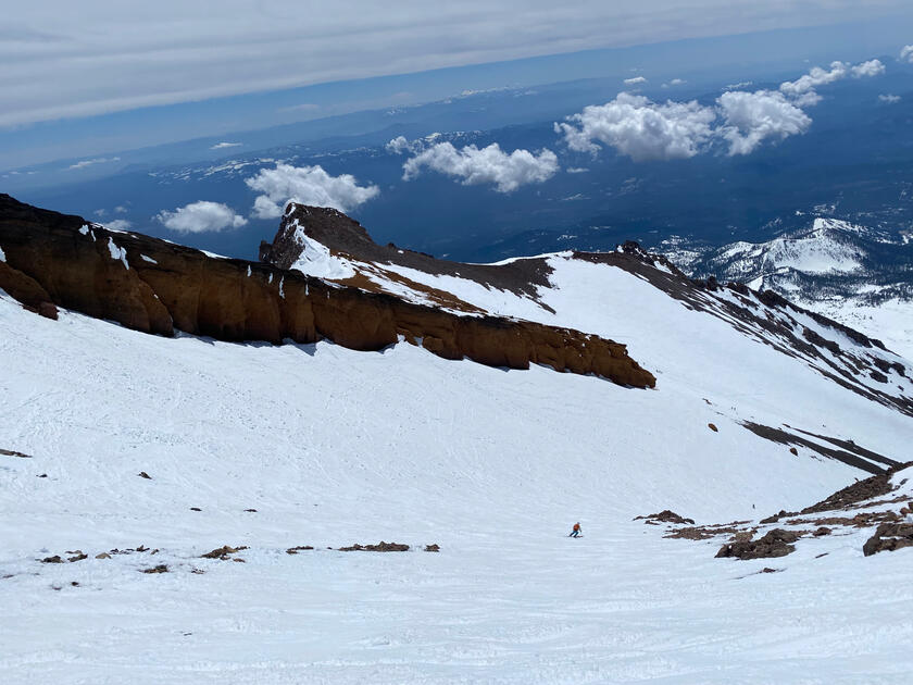 From the red rocks looking down. This is what Mt. Shasta looks like in my mind&#39;s eye.